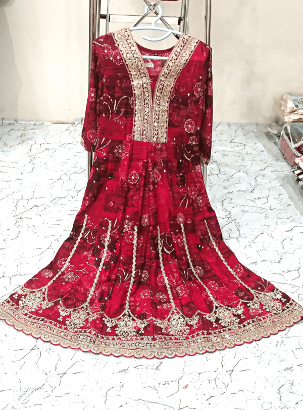 Luxury Red Anarkali Gown