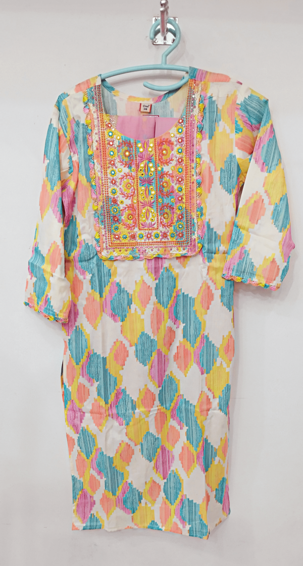 Kurti with Embroidered Neckline