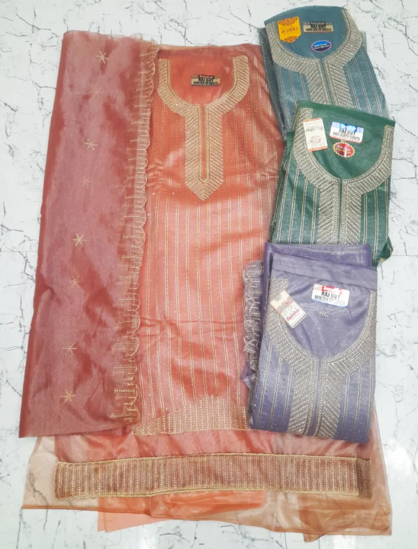 Elegant Embroidered Organza Suit