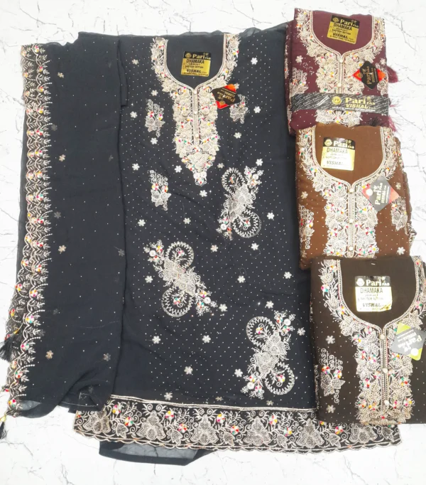 Elegant Chiffon Embroidered Suit