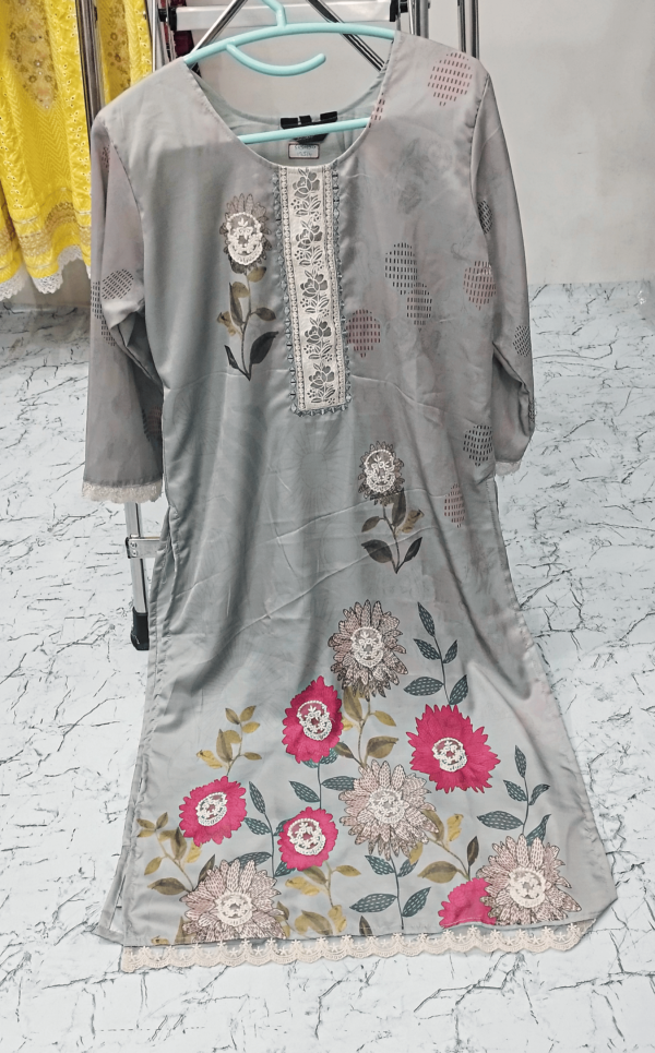 Digital Printed Kurti with Lace Detailing
