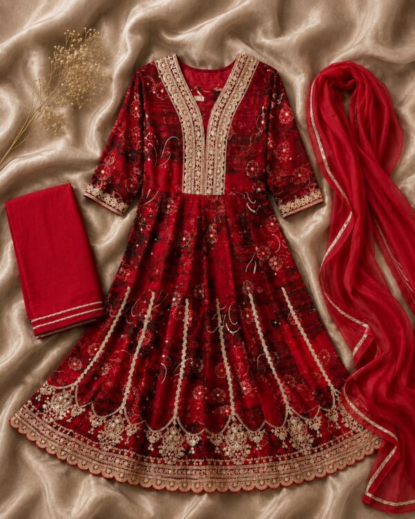 Frock Bottom Dupatta – Design 011 | Stitched | Kohinoor Shop