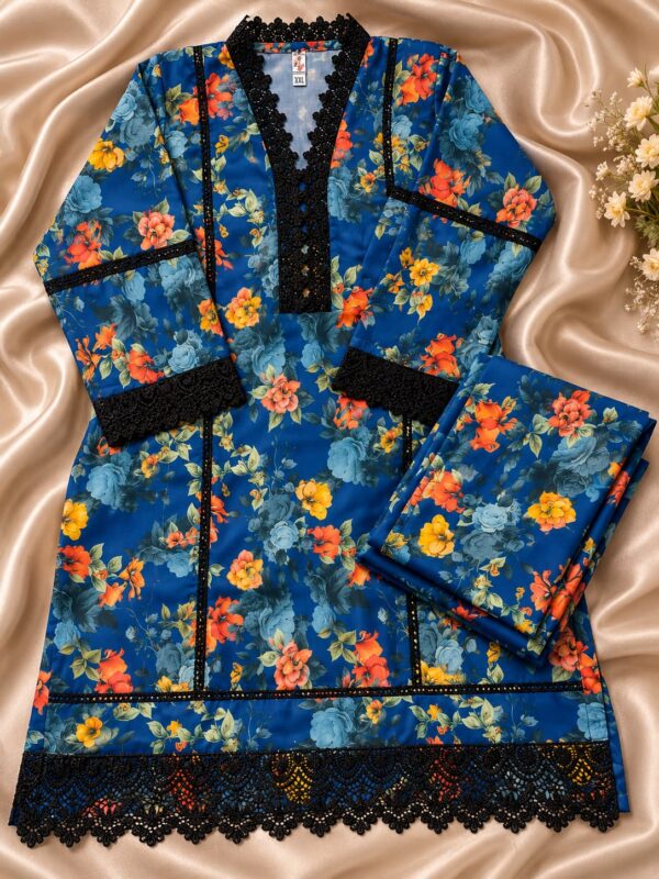 Floral Printed Kurti & Bottom – Design 144 | Stitched | Kohinoor Shop